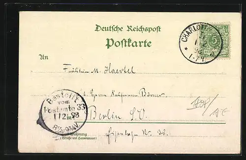 Lithographie Berlin, Schlossbrücke mit Blick auf Ruhmeshalle