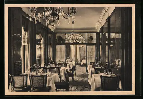 AK Berlin, Restaurant im Obergeschoss des historischen Kranzler-Hauses Unter den Linden