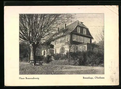 AK Braunlage /Oberharz, Haus Braunschweig mit Park