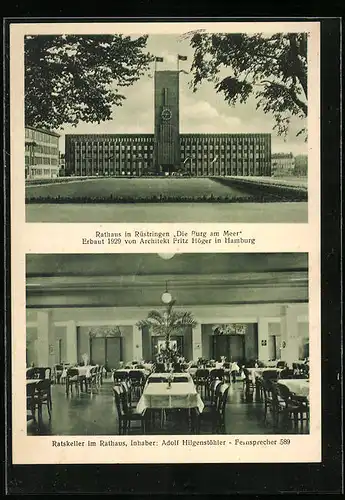 AK Rüstringen, Rathaus mit n, Ratskeller im Rathaus, Inh.: Adolf Hilgenstöhler