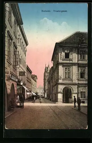 AK Budweis, Ansicht der Theatergasse