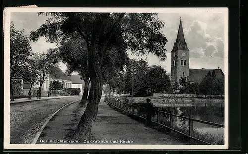 AK Berlin-Lichtenrade, Dorf-Strasse und Kirche