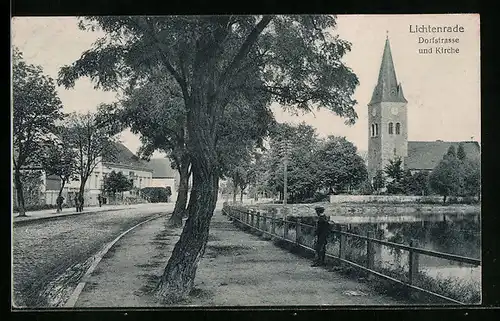 AK Berlin-Lichtenrade, Dorfstrasse und Kirche