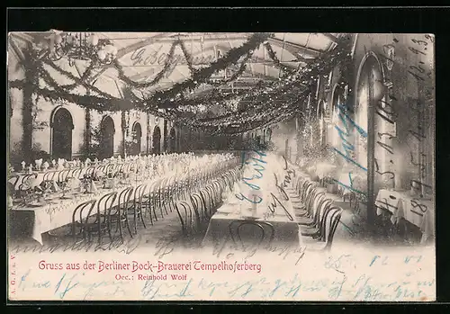 AK Berlin, Bock-Brauerei Tempelhofer Berg, Inneres
