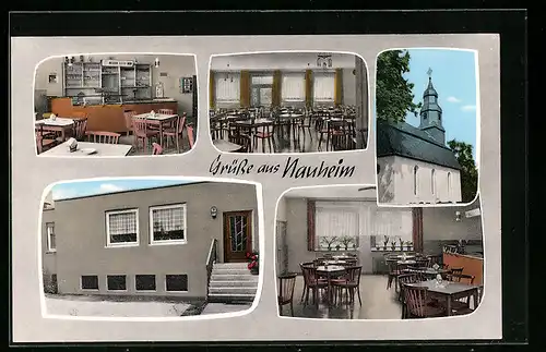 AK Nauheim, Gasthaus Zur Linde, Kirche
