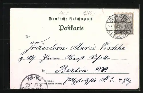 Lithographie Schöneberg, Alte Kirche und Pfarrhaus, Rathaus