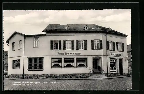 AK Niedernhausen i. T., Gaststätte und Metzgerei Zum Trompeter