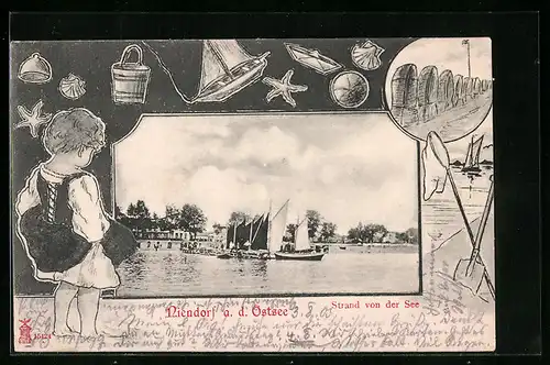 AK Niendorf a. d. Ostsee, Strand von der See