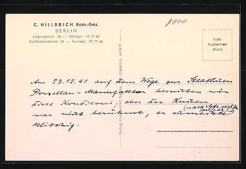 AK Berlin, Konditorei Hillbrich, Leipzigerstr. 24