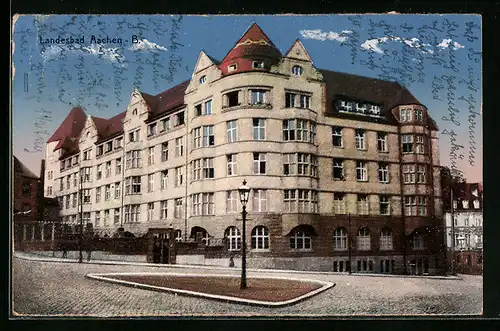 AK Aachen-B., Blick auf grosses Gebäude