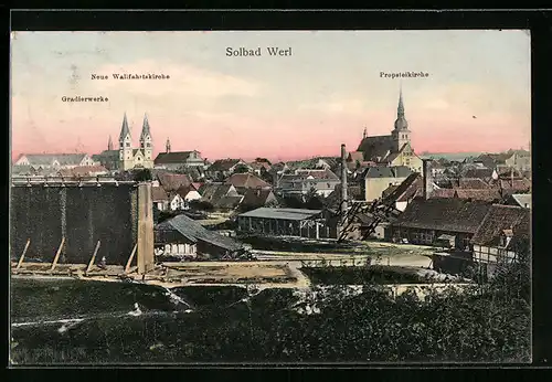 AK Werl, Neue Walifahrtskirche, Gradierwerke, Propsteikirche