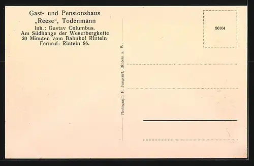 AK Todenmann, Gast- und Pensionshaus Reese, Garten