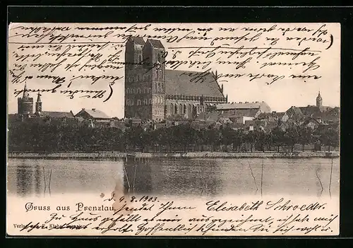 AK Prenzlau, Teilansicht mit Hallenkirche