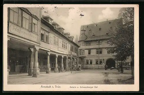 AK Arnstadt /Thür., Galerie und Schwarzburger Hof