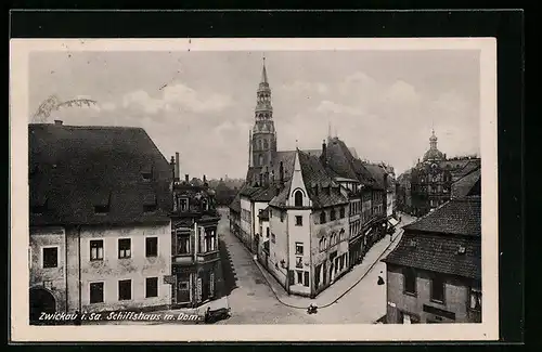 AK Zwickau i. Sa., Schiffhaus mit Dom