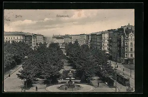 AK Berlin-Pichelsberg, Ansicht vom Grimmpark, Strassenbahn