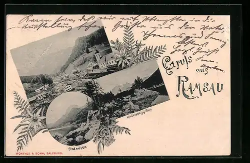 AK Ramsau, Ortspartie mit Kirche, Hintersee