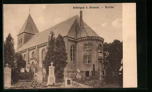 AK Arbergen bei Bremen, Kirche mit Friedhof