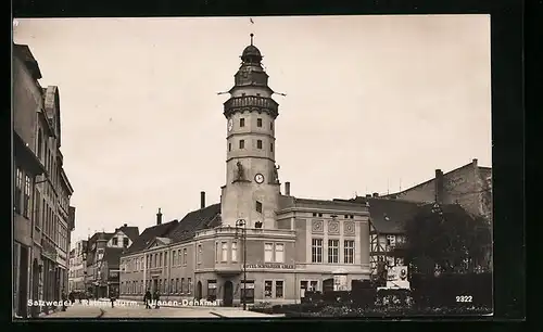 AK Salzwedel, Rathausturm, Ulanen-Denkmal