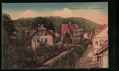 AK Georgenthal i. Th., Partie mit Villen in der Hauptstrasse