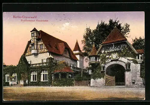 AK Berlin-Grunewald, Gasthaus Etablissement Hundekehle