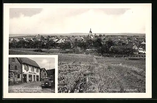 AK Lengfeld i. Odenwald, Teilansicht und Gemischtwarengeschäft Gg. Hch. Hofmann