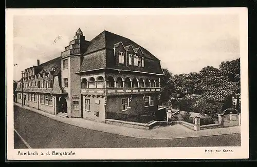 AK Auerbach a. d. Bergstrasse, Strassenpartie mit Hotel zur Krone