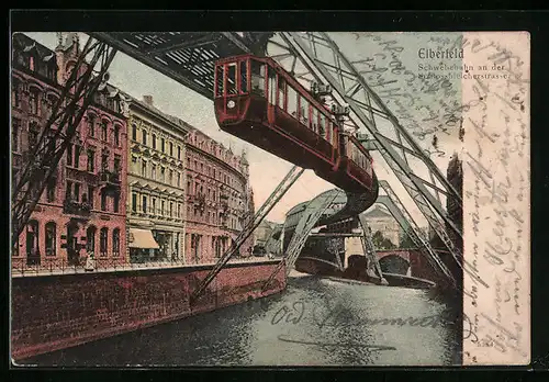 AK Elberfeld, Schwebebahn an der Schlossbleicherstrasse