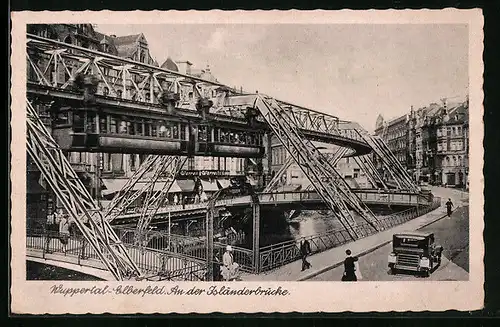 AK Wuppertal-Elberfeld, Schwebebahn an der Isländerbrücke