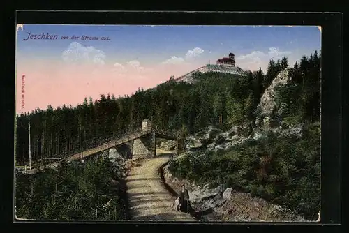 AK Jeschken, Blick von der Strasse zum Gipfel