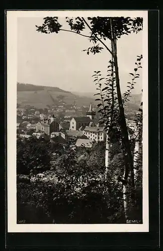 AK Semily, Teilansicht aus der Vogelschau