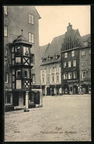 AK Eger, Patrizierhäuser am Marktplatz