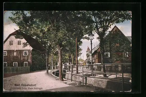 AK Bad Oppelsdorf, Promenade beim Haus Schlegel