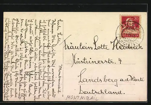 AK Montmirail, Ortspartie mit Bäumen