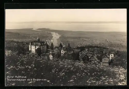 AK Walzenhausen ob d. Bodensee, Hotel Kurhaus, Panorama mit Bodensee