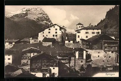 AK Splügen, Teilansicht des Ortes