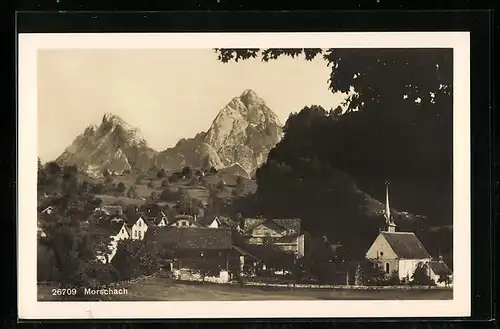 AK Morschach, Teilansicht mit Alpenbergen