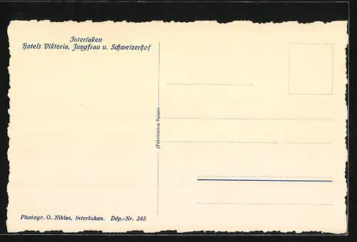 AK Interlaken, Hotels Viktoria, Jungfrau und Schweizerhof