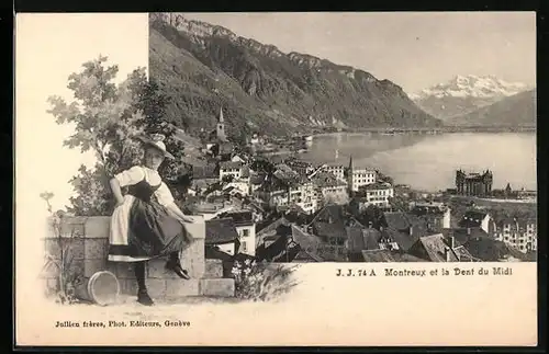 AK Montreux, Ortsansicht aus der Vogelschau