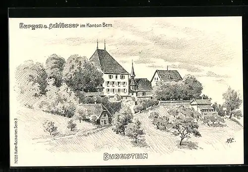 Künstler-AK Burgistein, Blick auf Schloss