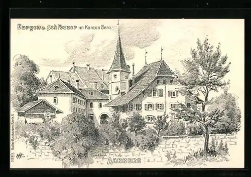 Künstler-AK Aarberg, Ansicht Schloss