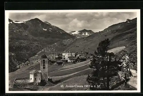 AK Avers-Cresta, Panorama mit Kapelle