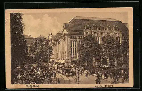 AK Düsseldorf, Corneliusplatz mit Strassenbahn