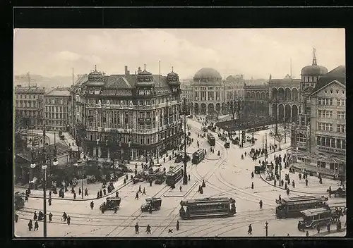 AK Berlin, Potsdamer Platz mit Strassenbahnen