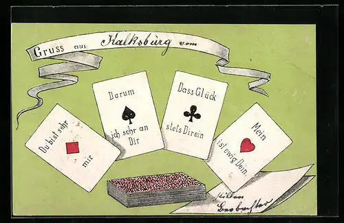 Künstler-AK Kartenspiel, Dass Glück ___ stets Dir ein, Mein ___ ist ewig Dein