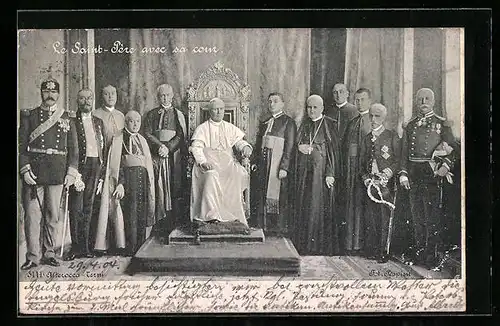 AK Le Saint-Pére avec sa cour, Papst Pius X.
