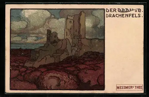 AK Reklame für Messmers Tee, Der Drachenfels