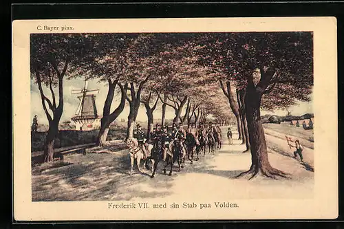 AK Frederik VII. med sin Stab paa Volden