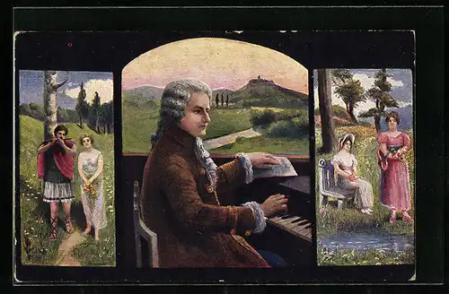 AK Komponist Mozart am Klavier