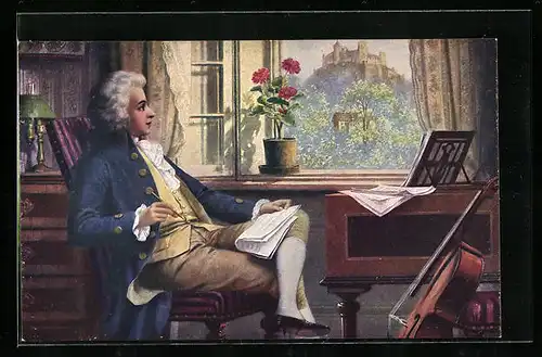 AK Komponist Mozart beim komponieren